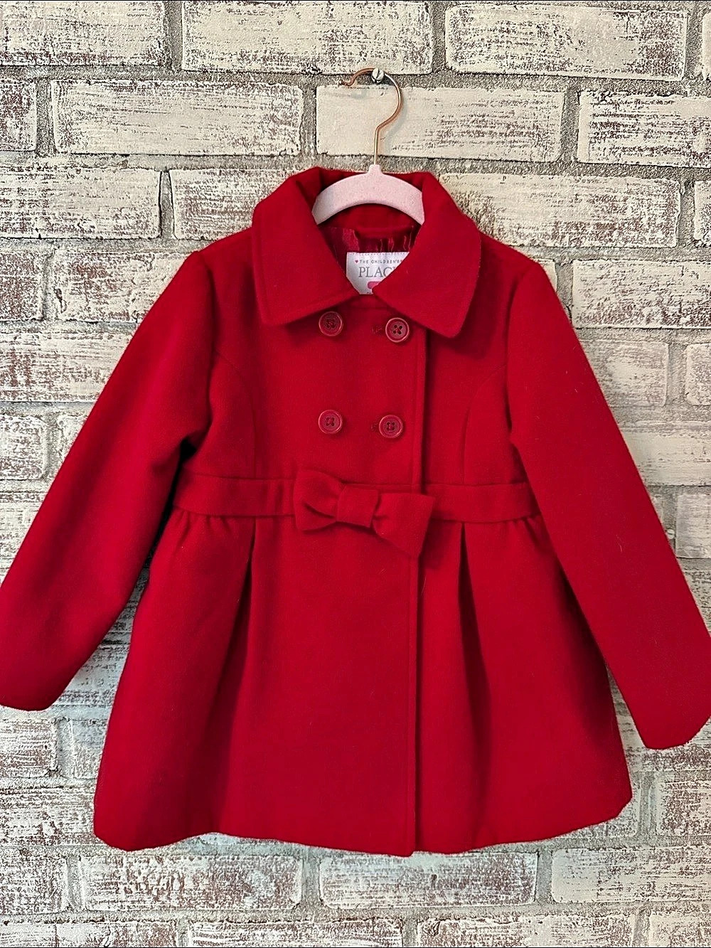 The Children's Place Girls 4T Red Pea Coat